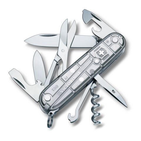 Werbeartikel Victorinox Climber Taschenmesser | grau-transparent | mit Logo bedrucken