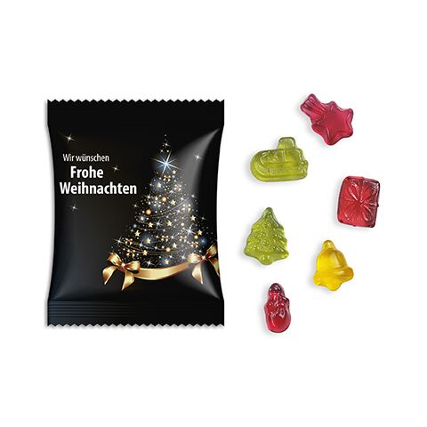 Fruchtgummi im Standardtütchen Wir wünschen frohe Weihnachten ohne Werbeanbringung | Nicht verfügbar