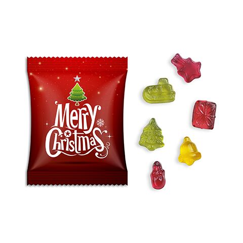 Fruchtgummi im Standardtütchen Merry Christmas ohne Werbeanbringung | Nicht verfügbar