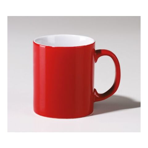 Werbeartikel Rastal Cambridge 300 ml Kaffeebecher aus Porzellan klassisches Design in Profi Gastro-Qualität – Rot-weiß – mit Logo bedruckt