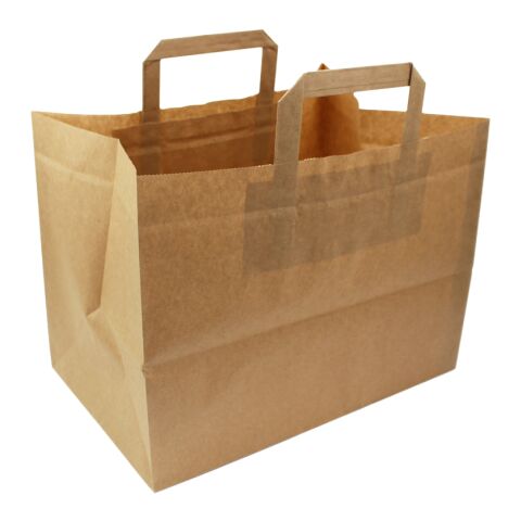 Krafttasche flacher Henkel braun | 32 x 22 x 25 cm | ohne Werbeanbringung | ohne Werbeanbringung