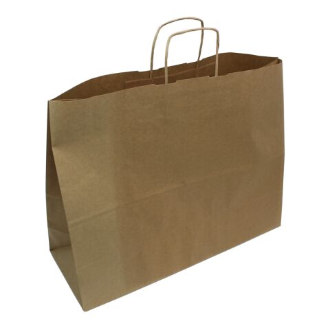 Werbeartikel Krafttasche gedrehte Kordel – braun – 54 x 14 x 44 cm – mit Logo bedruckt