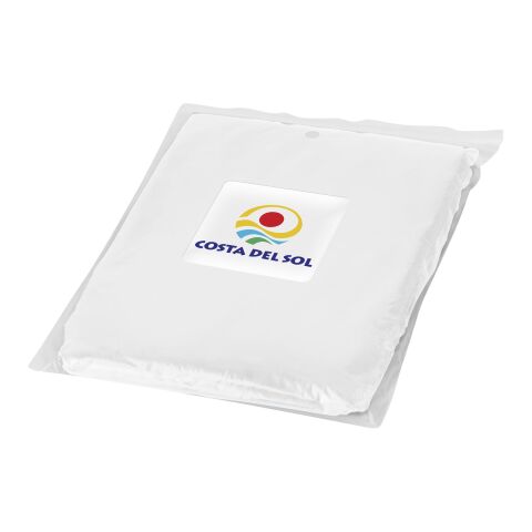 Werbeartikel Ziva Regenponcho mit Hülle – weiß – mit Logo bedruckt