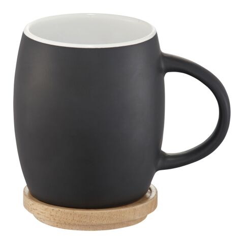 Hearth Keramiktasse mit Holz Deckel &amp; Untersetzer Standard | schwarz-weiß | ohne Werbeanbringung | Nicht verfügbar | Nicht verfügbar