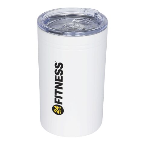 Werbeartikel Pika 330 ml Coffee-to-go Thermobecher Edelstahl Vakuum Isolierbecher & Getränkekühler – absolutes weiß – mit Logo bedruckt