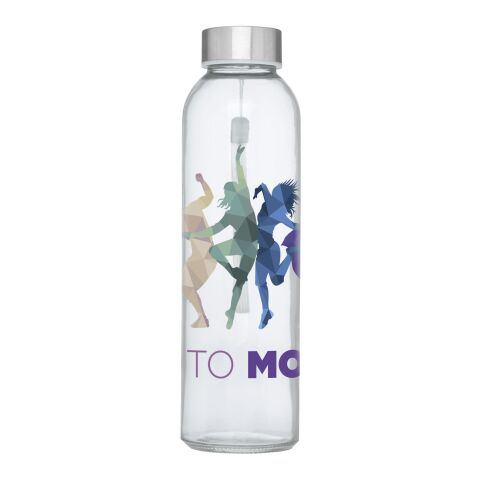 Werbeartikel 500 ml Glas-Sportflasche mit Neoprenhülle, Tragegurt & inkl. Geschenkschachtel – hellblau – mit Logo bedruckt