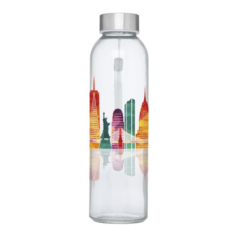 Werbeartikel 500 ml Glas-Sportflasche mit Neoprenhülle, Tragegurt & inkl. Geschenkschachtel – blau – mit Logo bedruckt