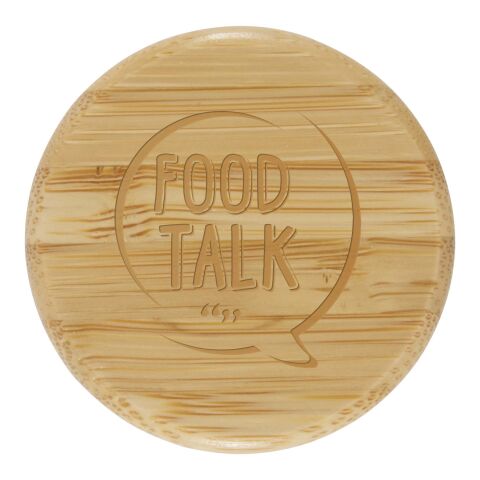 Werbeartikel Tidan 600 ml Borosilikatglas Flasche LFGB-geprüft mit Silikongriff & Bambusdeckel – absolutes weiß – mit Logo bedruckt