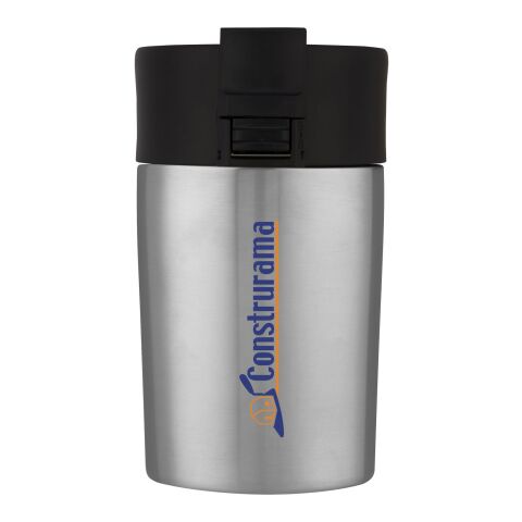 Werbeartikel Jetta 180 ml Kupfer-Vakuum Isolierbecher Reisebecher Einhand-Deckel passt unter Kaffeemaschinen – silber – mit Logo bedruckt