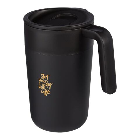 48h Express-Druck Werbeartikel Nordia 400 ml doppelwandiger Becher aus Recyclingmaterial – schwarz – mit Logo bedruckt