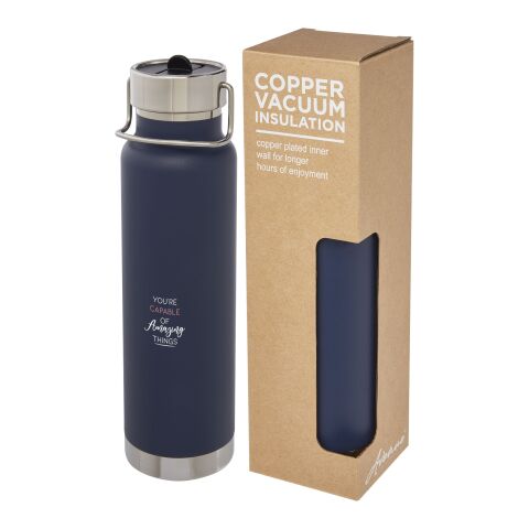 Firmengeschenk Thermosflasche Thor – dunkelblau – mit 48h Express-Gravur 750 ml doppelwandig vakuumisoliert auslaufsicher BPA-frei für das Mitarbeiter