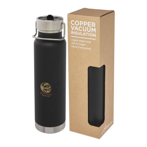 Firmengeschenk Thermosflasche Thor – schwarz – mit 48h Express-Gravur 750 ml doppelwandig vakuumisoliert auslaufsicher BPA-frei für Besprechungsräume
