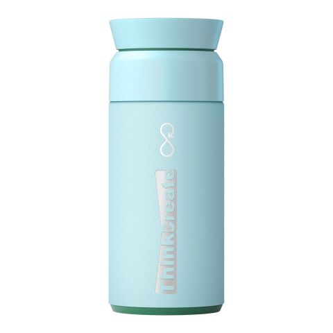 Werbeartikel Ocean Bottle 350 ml Brew Flask Coffee-to-go Thermobecher aus Edelstahl vakuumisoliert 360° Deckel – himmelblau – mit Logo bedruckt