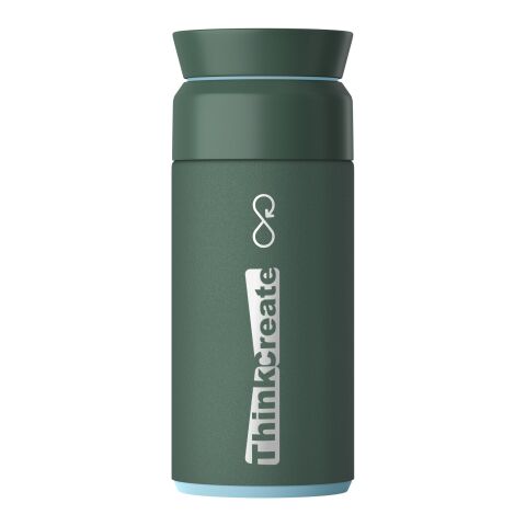 Werbeartikel Ocean Bottle 350 ml Brew Flask Coffee-to-go Thermobecher aus Edelstahl vakuumisoliert 360° Deckel – waldgrün – mit Logo bedruckt