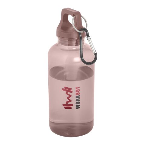 Nachhaltiger Werbeartikel Oregon 400 ml RCS recycelte Kunststoff Trinkflasche Karabiner einwandig BPA-frei LFGB REACH geprüft – Dusty Pink – mit Logo