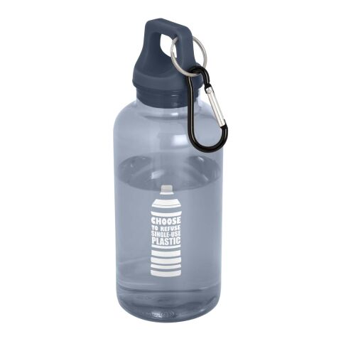 Nachhaltiger Werbeartikel Oregon 400 ml RCS recycelte Kunststoff Trinkflasche Karabiner einwandig BPA-frei LFGB REACH geprüft – blau – mit Logo