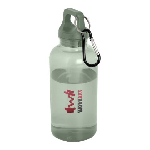 Nachhaltiger Werbeartikel Oregon 400 ml RCS-zertifizierte Trinkflasche aus recyceltem Kunststoff mit Karabiner – heather grün