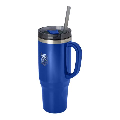 Werbeartikel Melbourne 1200 ml RCS-zertifizierter Isolierbecher mit Strohhalm – royalblau – mit Logo bedruckt