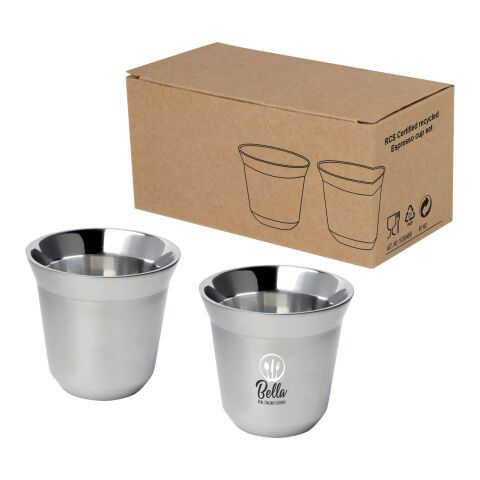 Duo 80 ml RCS-zertifiziertes Espressotassen Set aus Edelstahl Standard | silber | ohne Werbeanbringung | Nicht verfügbar | Nicht verfügbar