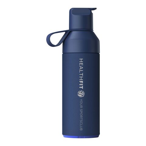 Werbeartikel Ocean Bottle GO 500ml 90% recycelter Edelstahl vakuumisoliert Einhand-Trinkverschluss CO2-neutral – ocean blue2 – mit Logo bedruckt