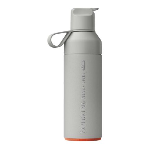 Werbeartikel Ocean Bottle GO 500ml 90% recycelter Edelstahl vakuumisoliert Einhand-Trinkverschluss CO2-neutral – rock grey – mit Logo bedruckt