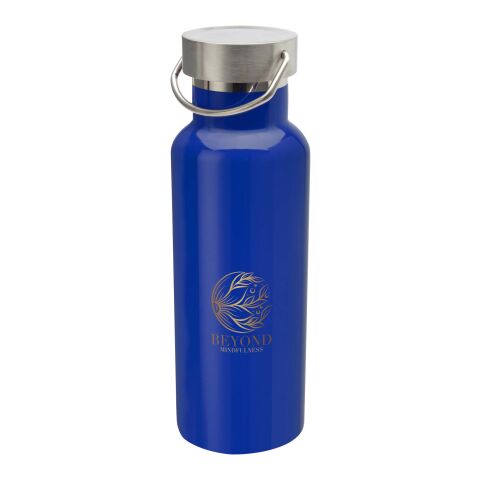 Werbeartikel Sedona 500 ml Isolierflasche RCS-recycelter Edelstahl doppelwandig mit Trageschlaufe – hellblau – mit Logo bedruckt