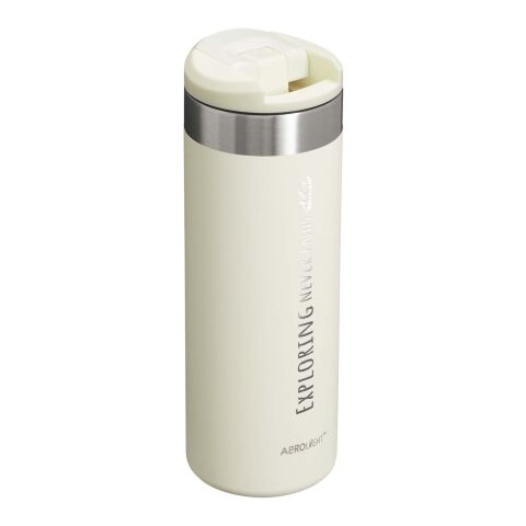 Werbeartikel Stanley AeroLight 470 ml Coffee-to-go Thermobecher auslaufsicher mit Klapp-Deckel vakuumisoliert – creme – mit Logo bedruckt