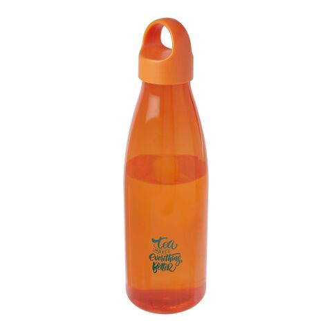 48h Express-Druck Werbeartikel Bergen 800 ml XL-Trinkflasche RCS-recyceltes RPET EFSA-zertifiziert mit Tragegriff – orange – mit Logo bedruckt