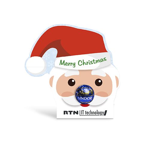 Lindt Lindor Kugel in Werbekartonage &quot;Santa Claus&quot; 4c Digitaldruck | Schokolade feinherb (Blau)