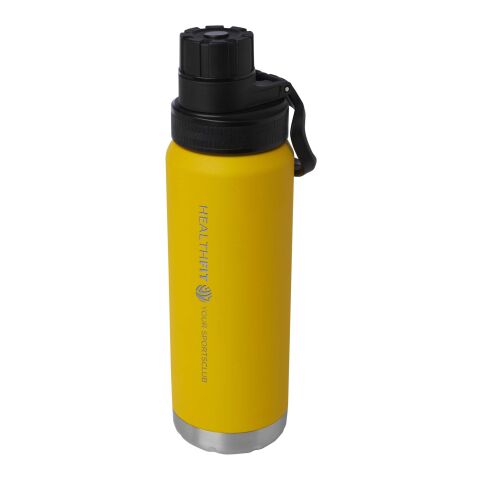 Werbeartikel Isolierflasche Fortis – ockergelb – mit 48h Express-Gravur 700 ml nachhaltig vakuumisoliert doppelwandig für Mitarbeiter-Onboarding