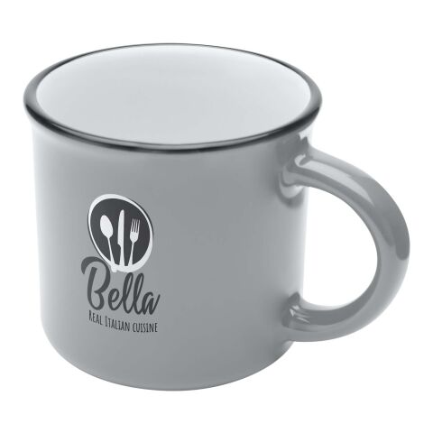 48h Express-Druck Werbeartikel Bari Keramiktasse 240 ml – grau – mit Logo bedruckt