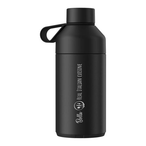 Werbeartikel Ocean Bottle 750 ml CO2-neutral 2 Öffnungen Vakuumisolierung & NFC-Chip – schwarz – mit Logo bedruckt