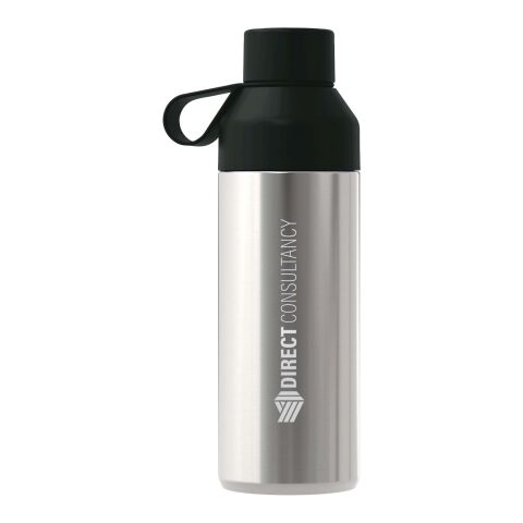 48h Express-Druck Werbeartikel Ocean Bottle Lite 620 ml CO2-neutral 65% Recycling-Stahl 2 Öffnungen & Griff – schwarz – mit Logo bedruckt