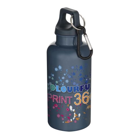 48h Express-Druck Nachhaltiger Werbeartikel Oregon 400 ml einfarbige RS-zertifizierte Trinkflasche aus recyceltem Kunststoff mit Karabinerhaken – Hale