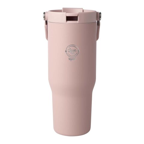 Werbeartikel Bronx 900 ml RCS-zertifizierter Kupfer-Vakuum Isolierbecher aus Edelstahl mit Doppelfunktionsdeckel – dusty pink – mit Logo bedruckt