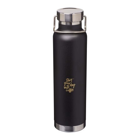 Nachhaltiger Werbeartikel Thor 650 ml RCS-zertifizierte Kupfer-Vakuum Isolierflasche aus recyceltem Edelstahl – schwarz