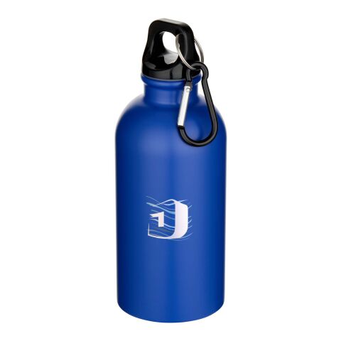 Nachhaltiger Werbeartikel Oregon 400 ml matte RCS-zertifizierte einwandige Trinkflasche aus recyceltem Edelstahl mit Karabinerhaken – royalblau