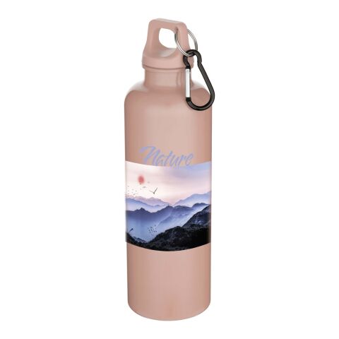 Werbeartikel Oregon 750 ml einfarbige RS-zertifizierte Wasserflasche aus recyceltem Kunststoff mit Karabinerhaken – dusty pink – mit Logo bedruckt