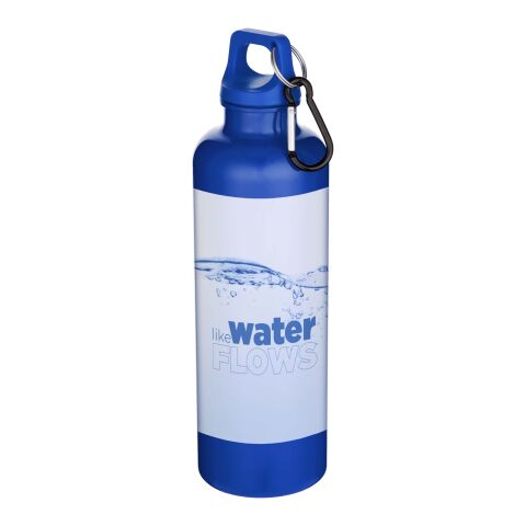 48h Express-Druck Werbeartikel Oregon 750 ml einfarbige RS-zertifizierte Wasserflasche aus recyceltem Kunststoff mit Karabinerhaken – royalblau – mit