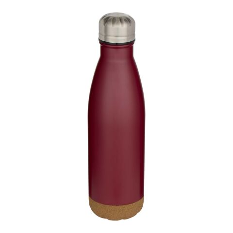 Cove 500 ml doppelwandige, vakuumisolierte Trinkflasche aus Edelstahl mit Korkdetails Standard | rot | ohne Werbeanbringung | Nicht verfügbar | Nicht verfügbar
