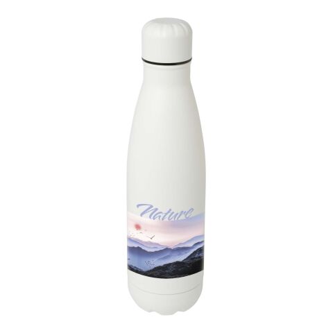 Werbeartikel Edelstahl Trinkflasche 750 ml Cove RCS recycelt einwandig BPA-frei leicht robust – weiß – mit Logo bedruckt