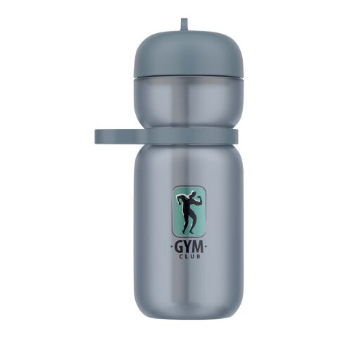 Werbeartikel Mepal 600 ml Flip Sportflasche mit Trinkhalm & Trageschlaufe für Kohlensäure geeignet – blau – mit Logo bedruckt