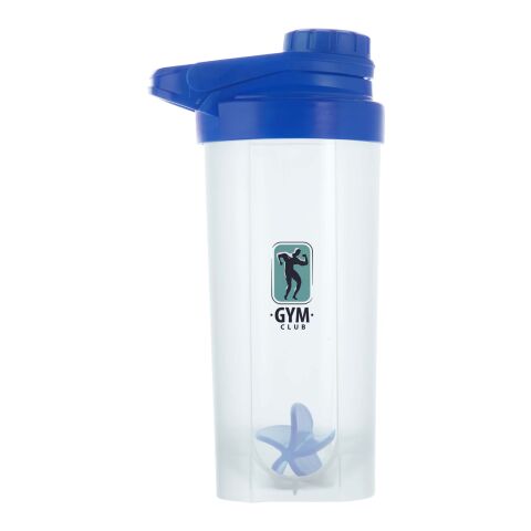 Werbeartikel Forza 700 ml Sportflasche mit Shakerball & Skala für Proteinshakes BPA-frei – royalblau – mit Logo bedruckt