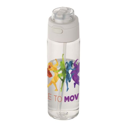Theron 700 ml RCS Trinkflasche aus recyceltem Kunststoff mit Multifunktionsdeckel und Klappstrohhalm weiß