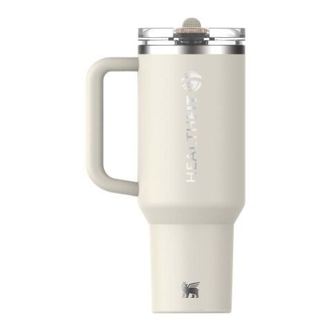 48h Express-Druck Werbeartikel Stanley Quencher® ProTour 1180 ml Thermobecher aus recyceltem Edelstahl mit Flip Strohhalm – creme – mit Logo bedruckt
