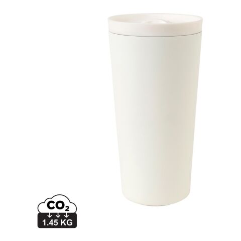 Werbeartikel Aviana™ Aviana Rowan 500 ml Thermobecher RCS-Recycling-Edelstahl Vakuum-Isolierung edler Kaffeebecher – weiß – mit Logo bedruckt