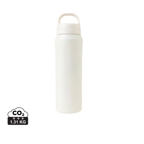 Nachhaltiger Werbeartikel Edelstahl Vakuum Trinkflasche 470 ml Aviana Rowan RCS recycelt doppelwandig 18/8 BPA-frei – weiß – mit Logo bedruckt