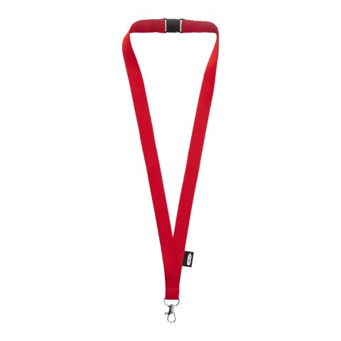 Tom Schlüsselband aus recyceltem PET Kunststoff mit abnehmbarem Verschluss Standard | rot | ohne Werbeanbringung | Nicht verfügbar | Nicht verfügbar