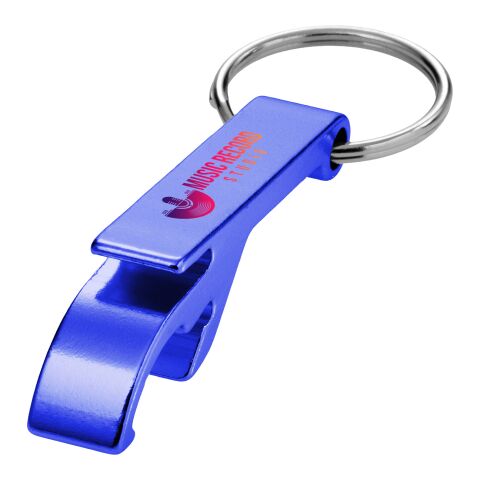 Werbeartikel Tao Flaschenöffner & Dosenöffner Schlüsselanhänger aus Aluminium mit Metallic-Finish aus recyceltem RCS Aluminium – royalblau – mit Logo