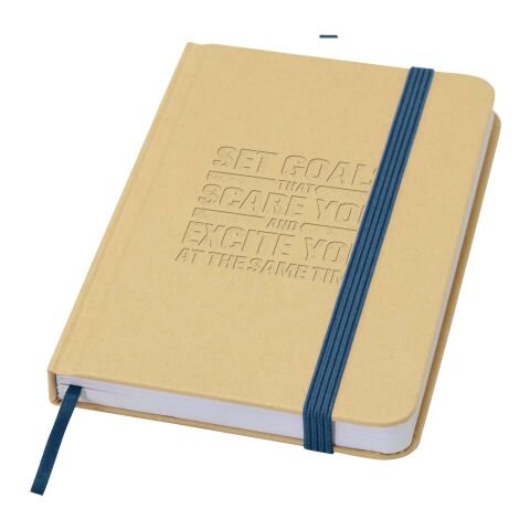 Werbeartikel Reed A6 Hardcover Notizbuch, blanko, aus recyceltem Material – Ozeanblau – mit Logo bedruckt